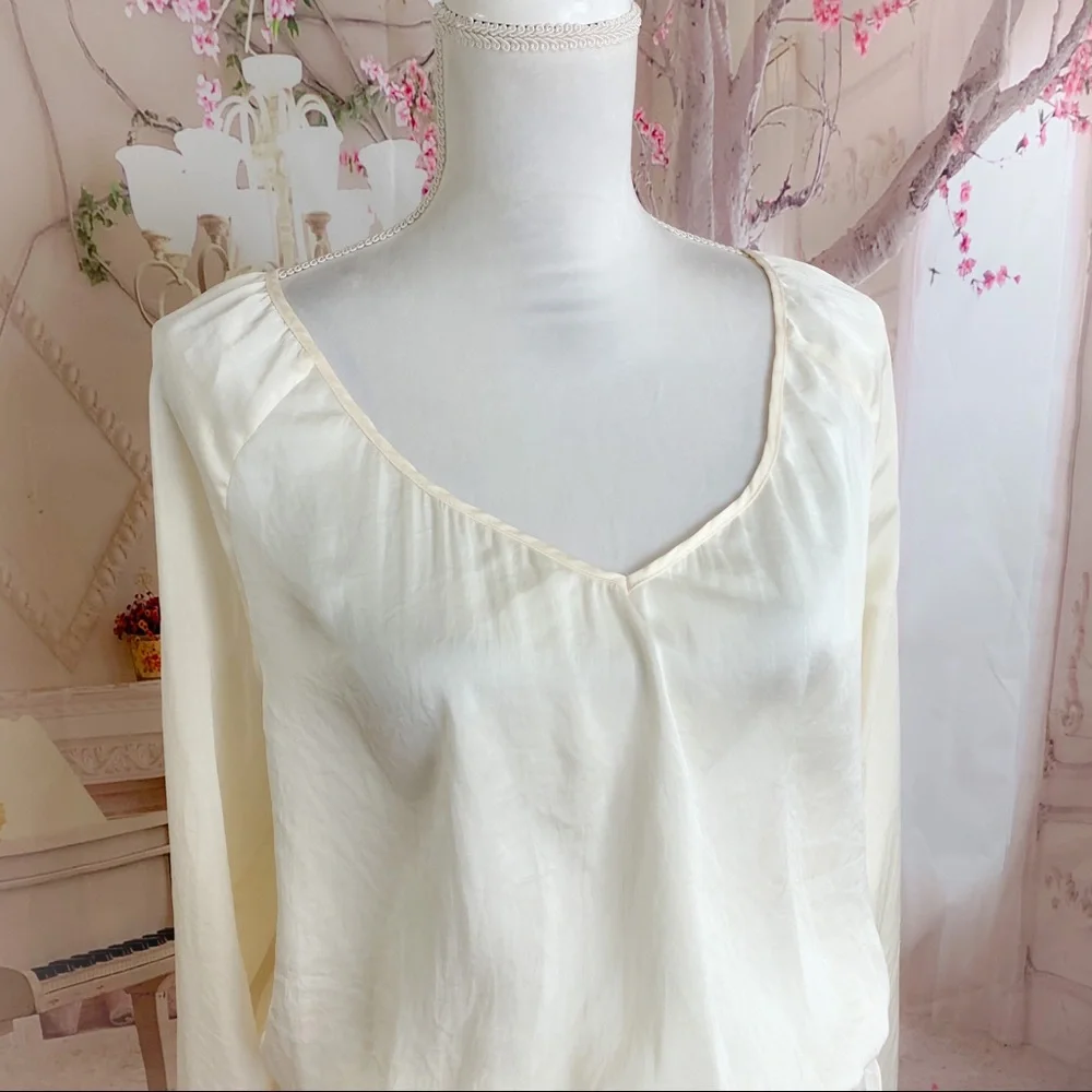 Michael Kors Ivory Silky Ruffle Blouse - Picture 2 of 10
